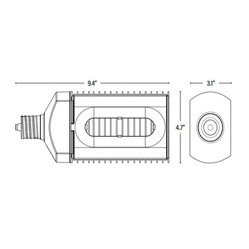 LED Wall Pack Retrofit Bulb, E39 Mogul Base, 72W, 11000 Lumens